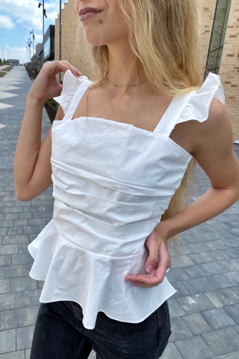 Фото 17 модели 9883 Элегантная летняя блузка QJBM - белая