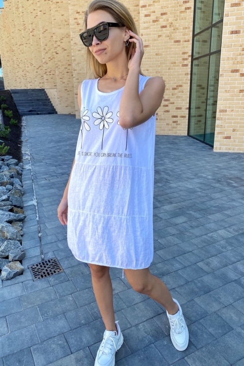 Летнее платье без рукавов принт ромашки - P22 - купить в Украине | Интернет магазин LUREX