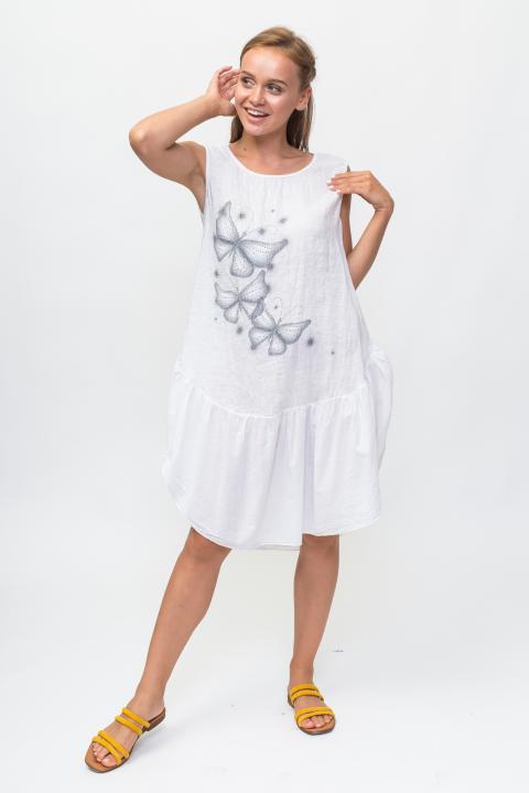 Фото 9 модели P33 Платье без рукавов принт бабочки Miss Forever - белое