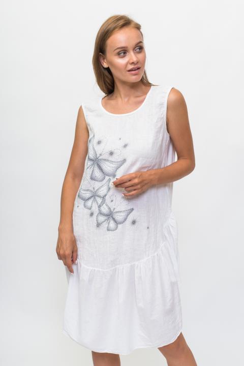 Фото 10 модели P33 Платье без рукавов принт бабочки Miss Forever - белое