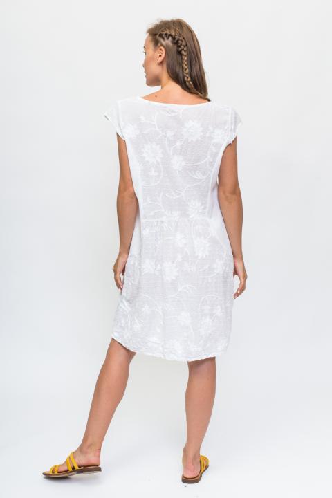 Фото 6 модели P29 Летнее платье с объемной цветочной аппликацией LUREX - біле