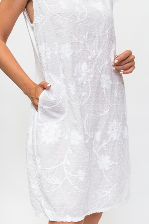 Фото 7 модели P29 Летнее платье с объемной цветочной аппликацией LUREX - біле