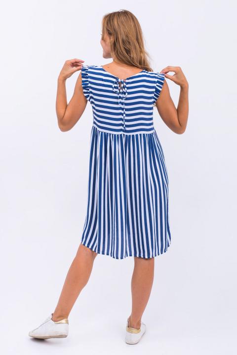Фото 3 модели P14-1 Платье широкая полоска LUREX - синій
