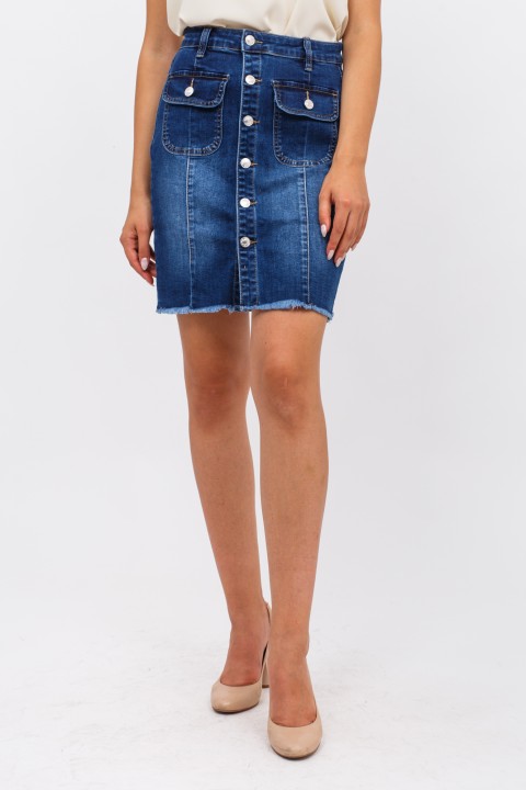Фото 1 модели 2373 Джинсовая юбка с пуговицами по всей длине Re-Dress - джинсова