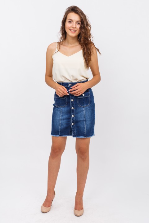 Фото 2 модели 2373 Джинсовая юбка с пуговицами по всей длине Re-Dress - джинсова