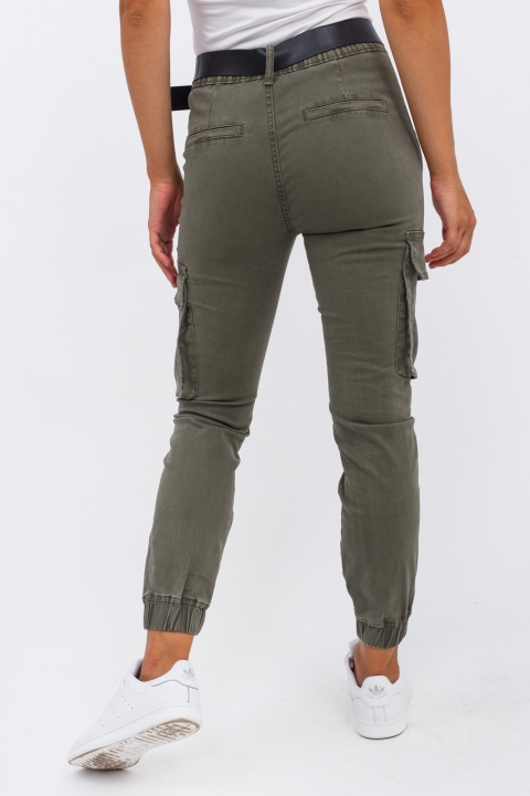 Фото 3 модели 818-12 Женские брюки-карго с накладными карманами Cargo Pant - коричнево-зелені