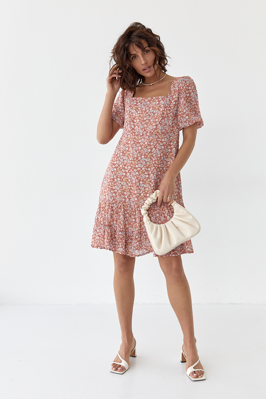 Шифонова сукня з квадратним вирізом LUREX - персиковий колір
